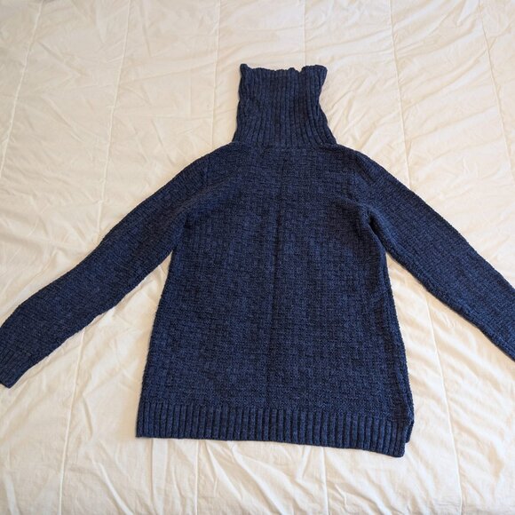 Hilary Radley Blue Textured Turtleneck Sweater M Cotton Blend - Picture 1 of 7